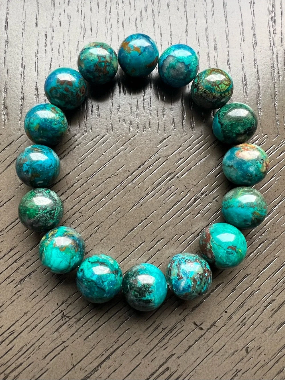 HQ Chrysocolla bracelet 13mm SIZE 7’